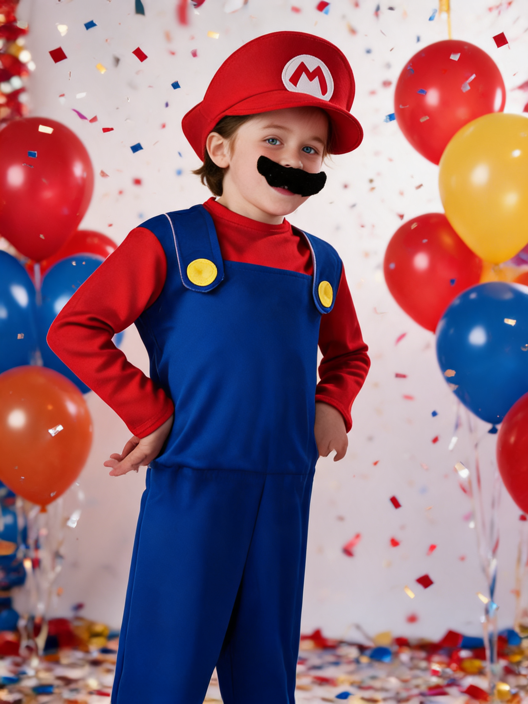Red kids' carnival costume in a video game style