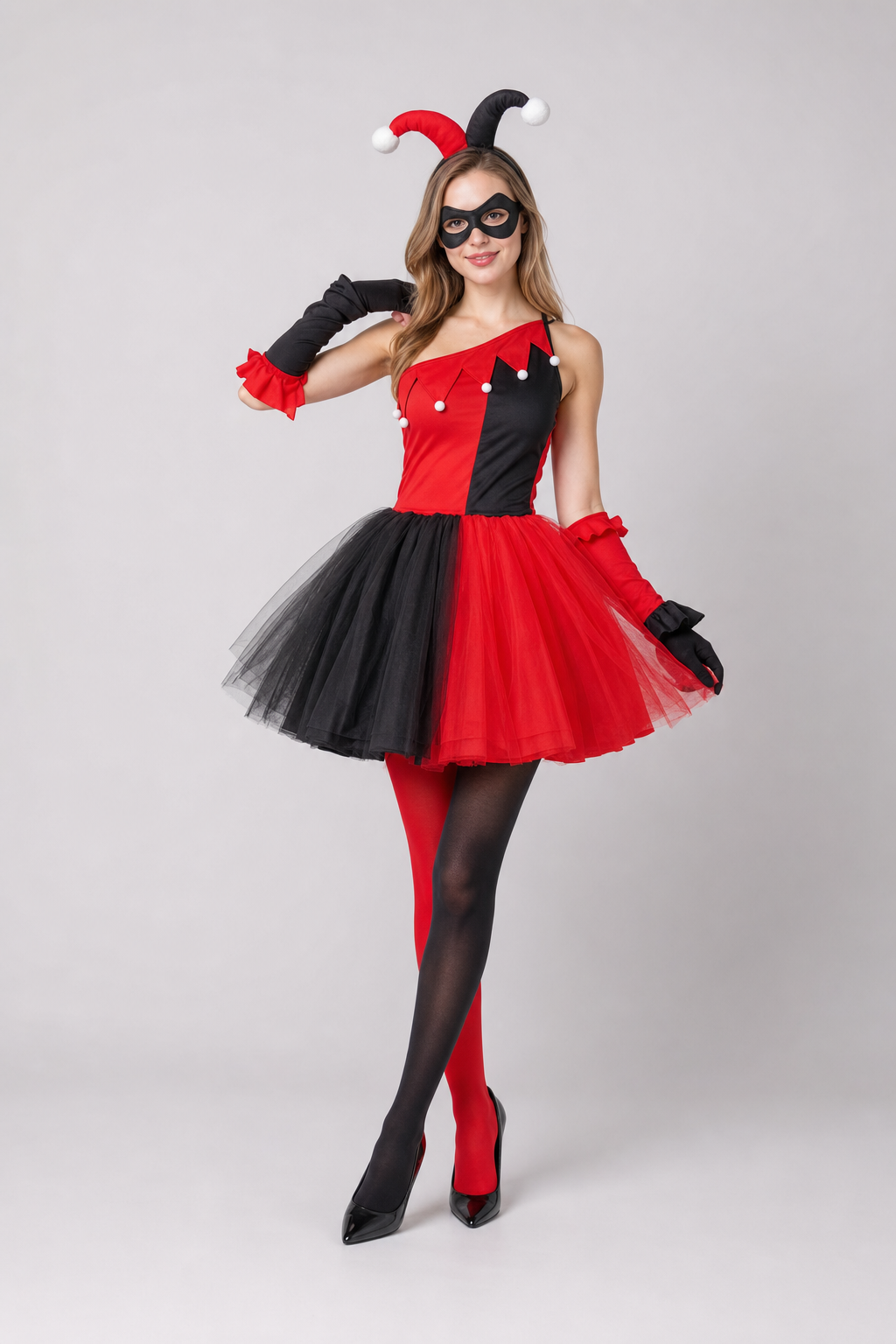 Halloween Clown Costume with Mask and Gloves main product view 2