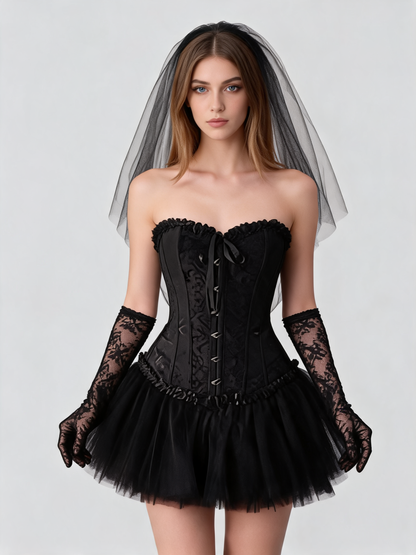 Black corset and tulle skirt masquerade costume