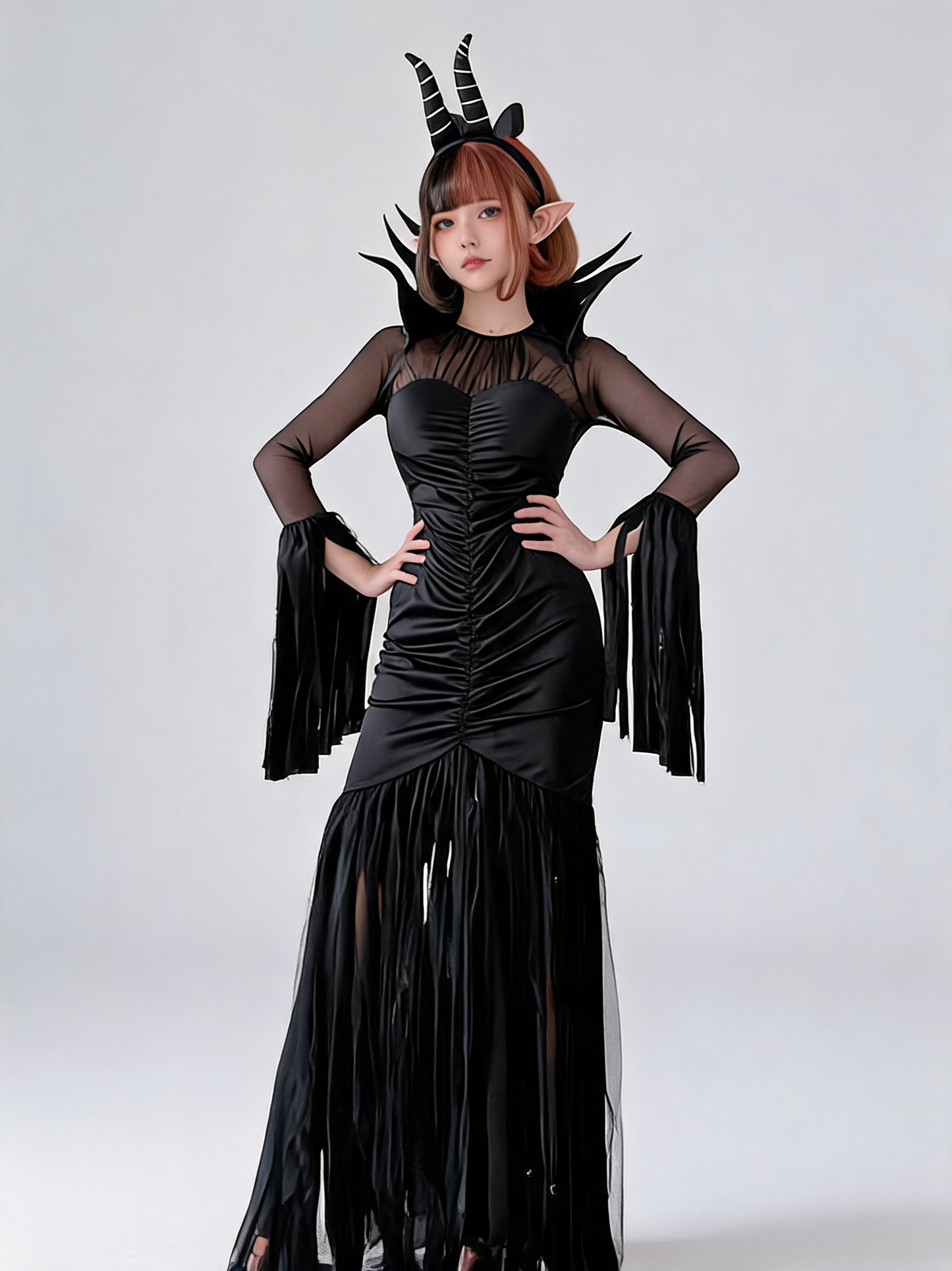 Black Two-Piece Devil Costume for Halloween
