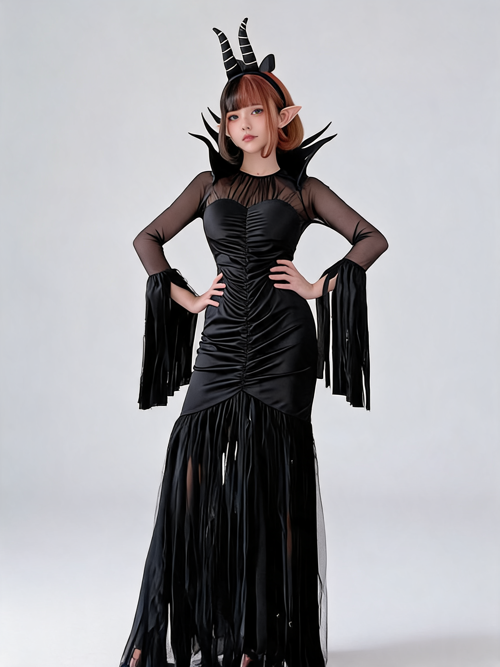 Black Two-Piece Devil Costume for Halloween