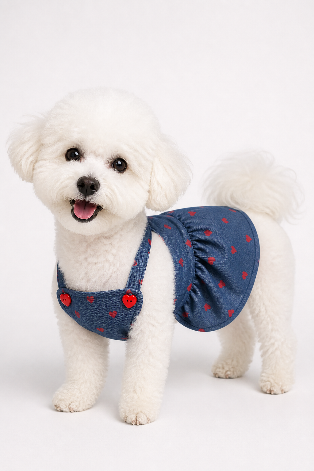Dog Dress with Heart Print and Straps
