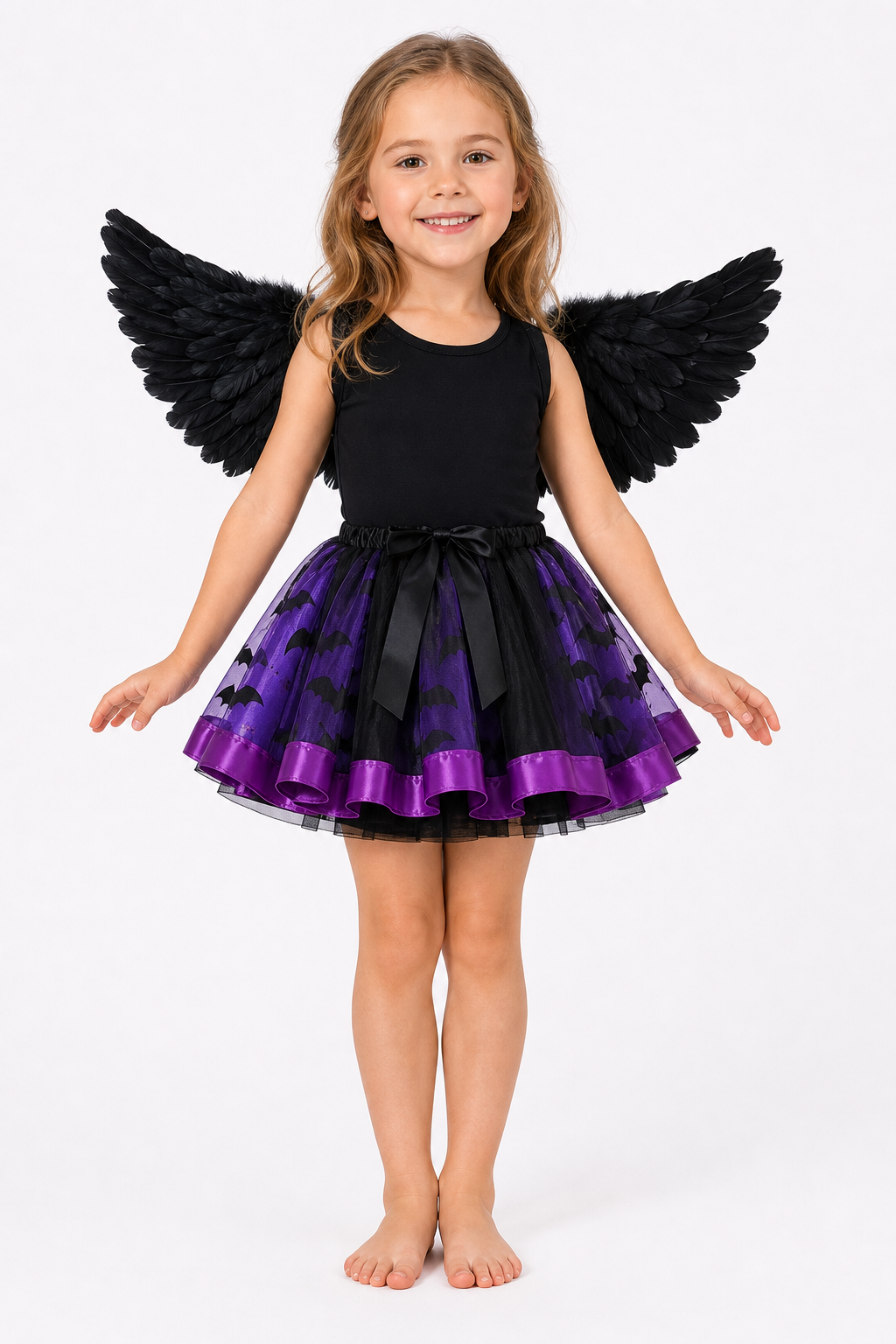Carnival Costume with Wings and Plush Skirt
