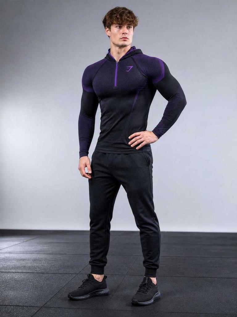 Black athletic hoodie with zipper for fitness