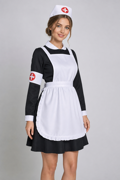 Nurse Costume Carnival Set with Apron and Cap