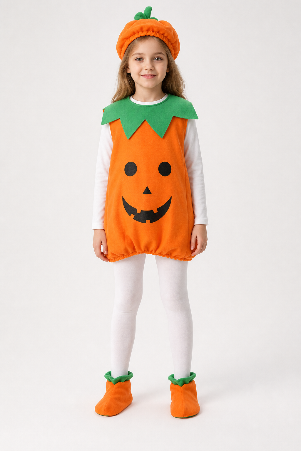 Kids' Pumpkin Halloween Costume, 3 Pieces