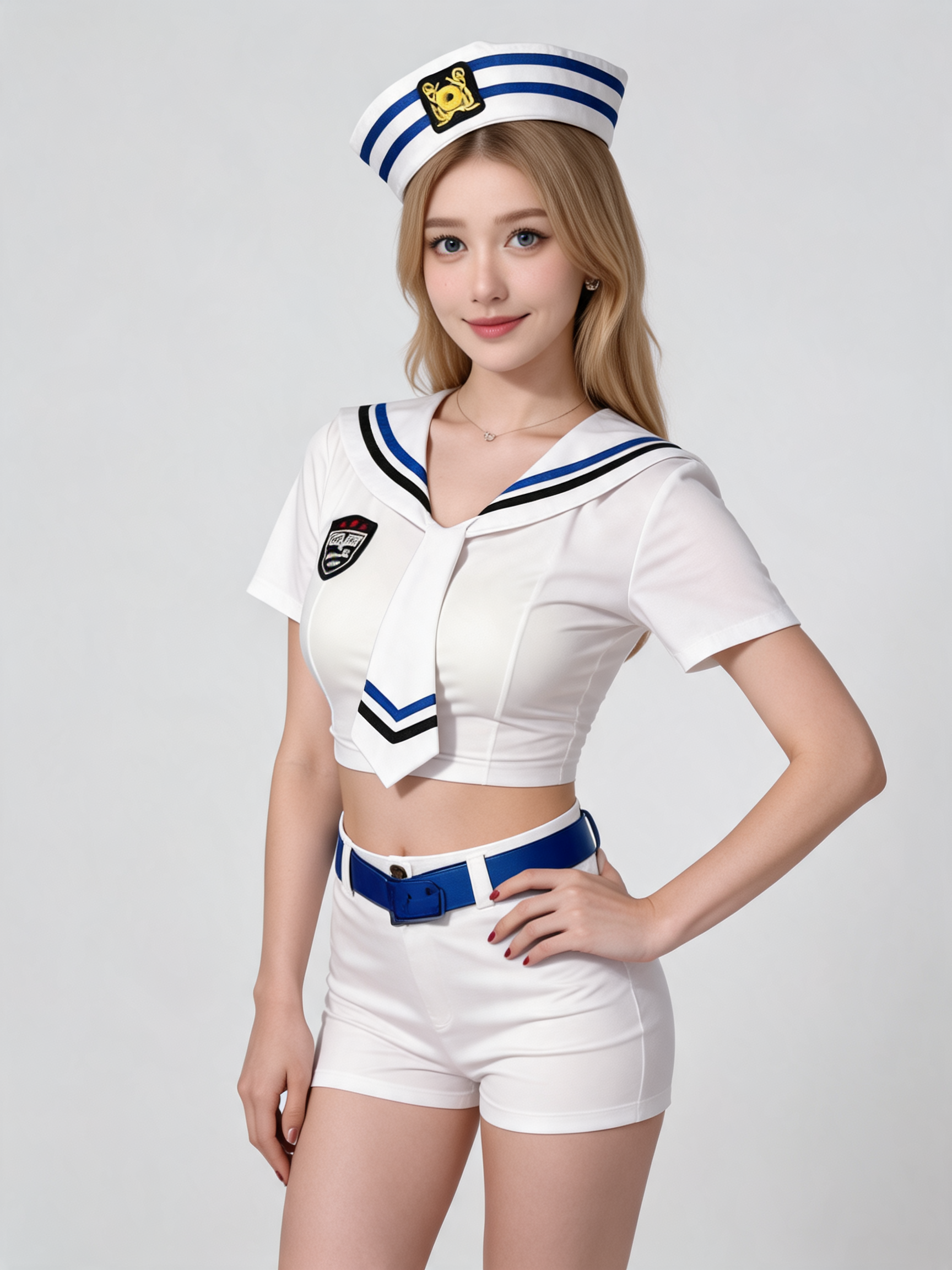 Carnival Sailor Costume, White and Blue Set