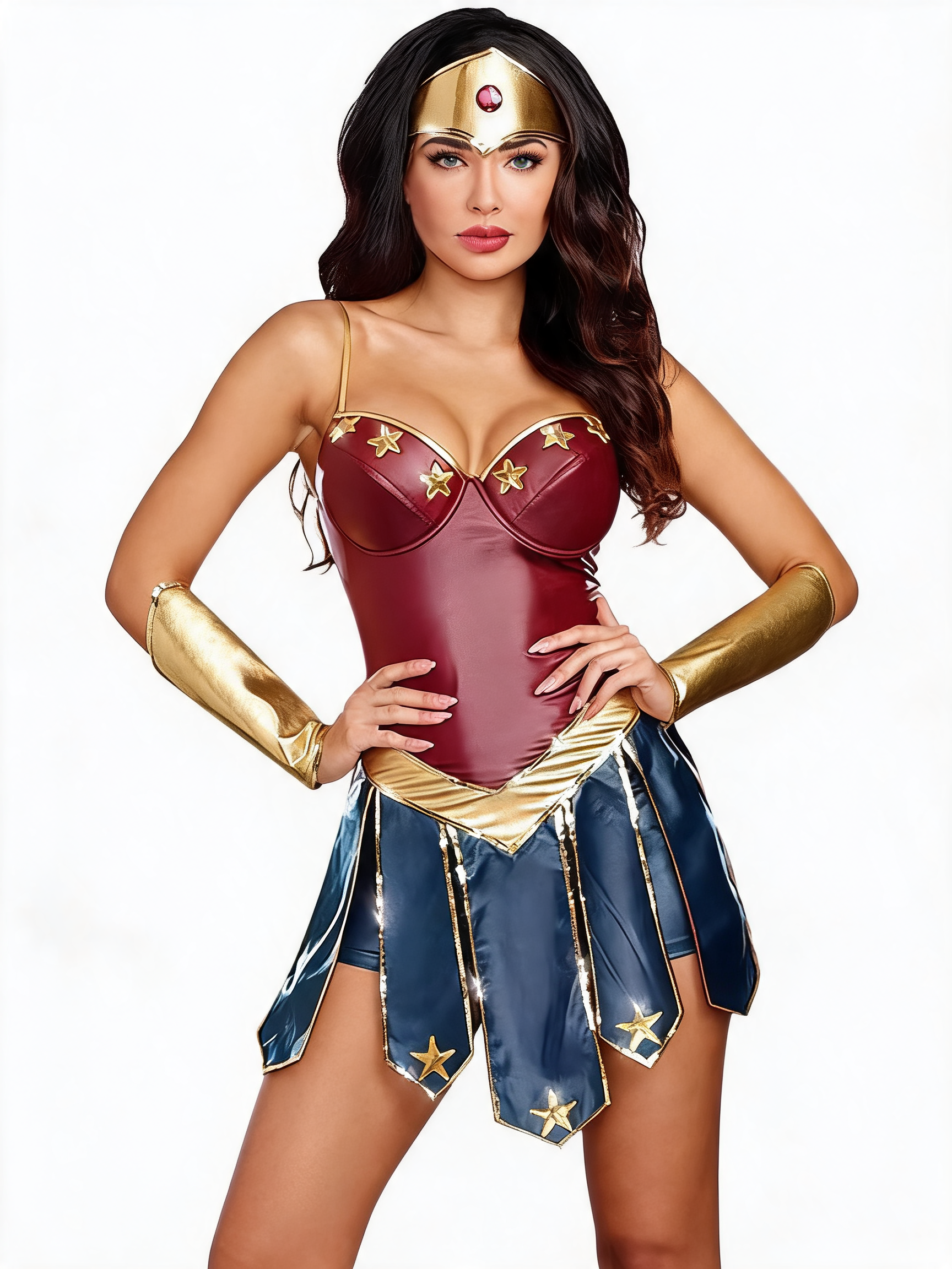 Superheroine Carnival Costume with Corset and Tiara