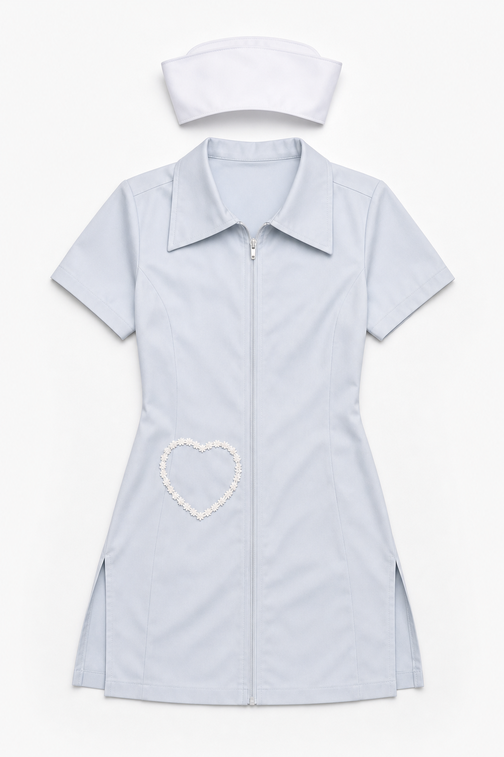 Blue nurse costume with cap for carnival