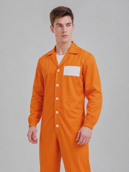 HOMELEX Orange Prison Jumpsuit Costume Mens Halloween Inmate Outfit Adult Jail Uniform