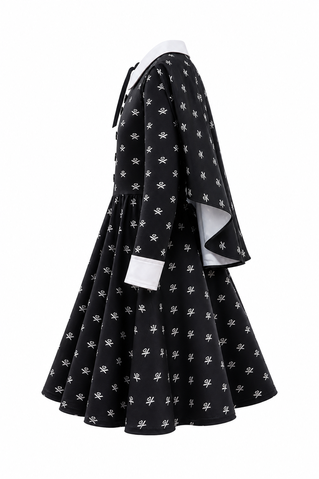 Black Halloween Costume Dress with Cape