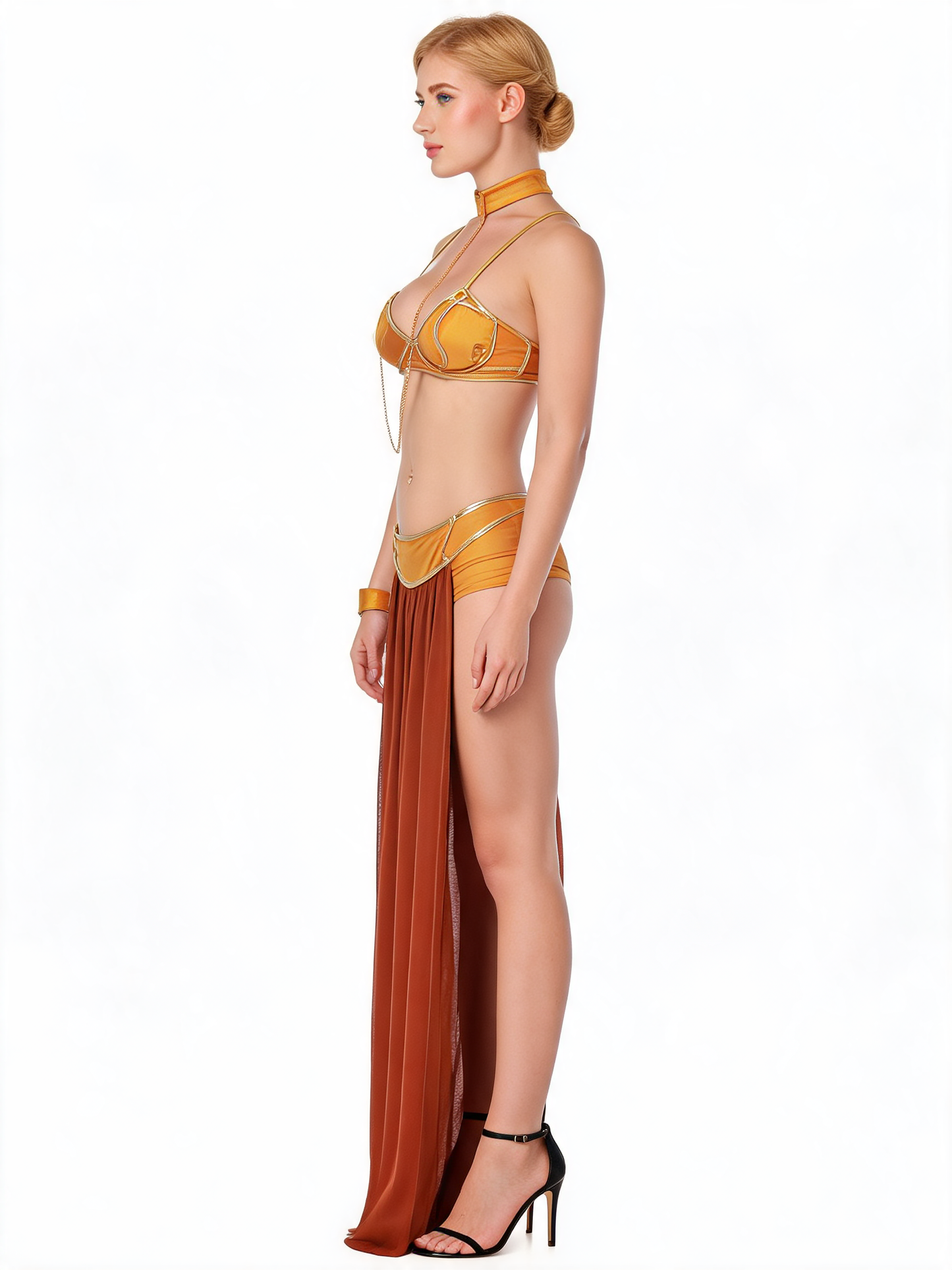 Gold Carnival Belly Dancer Costume with Accessories