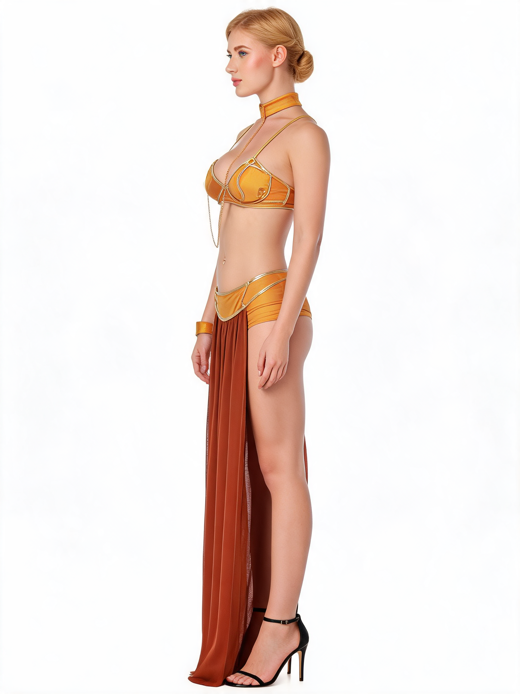 Gold Carnival Belly Dancer Costume with Accessories
