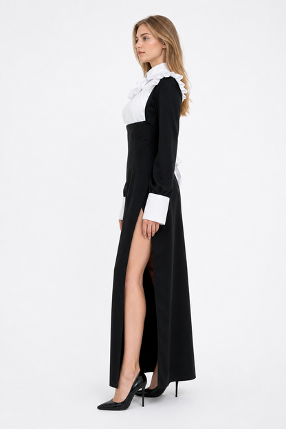 Black-and-White Nun Costume with Long Sleeves for Halloween