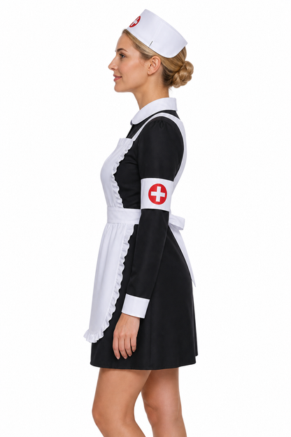 Nurse Costume Carnival Set with Apron and Cap