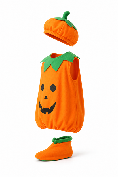 Kids' Pumpkin Halloween Costume, 3 Pieces