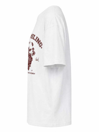 Loose-fit oversized white T-shirt with print