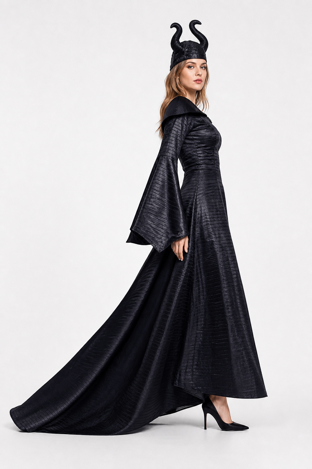 Horned costume dress, gothic look side view 2