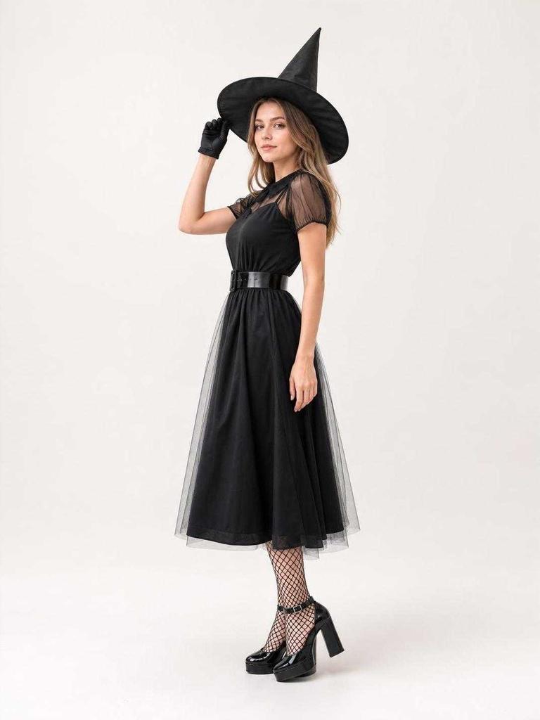 Halloween Witch Dress with Hat and Gloves