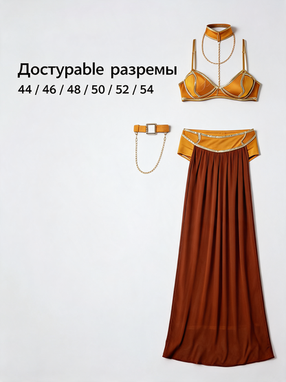 Golden carnival dancer costume with embellishments