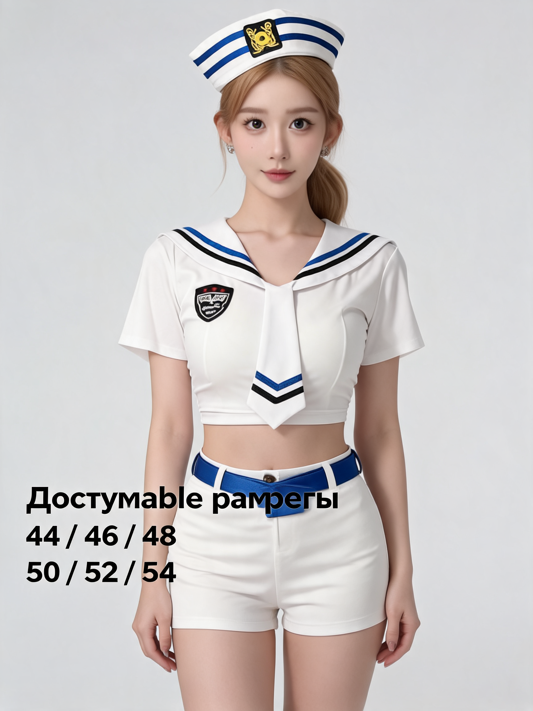 Carnival Sailor Costume, White and Blue Set