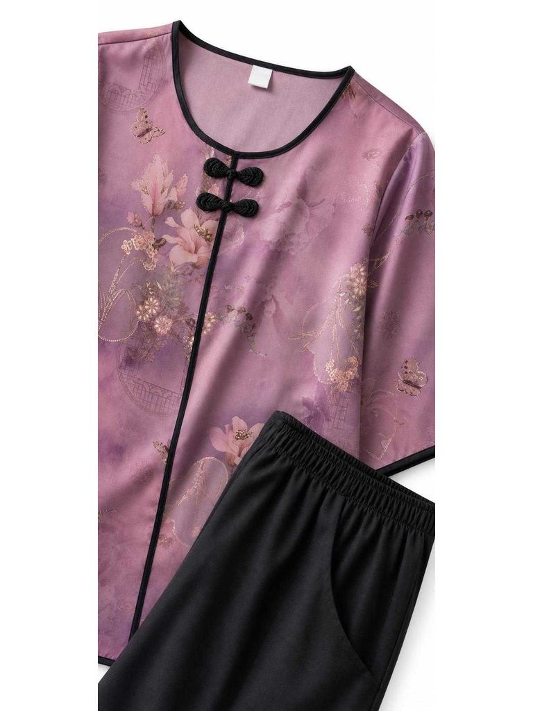Dressy masquerade outfit: lavender blouse and pants