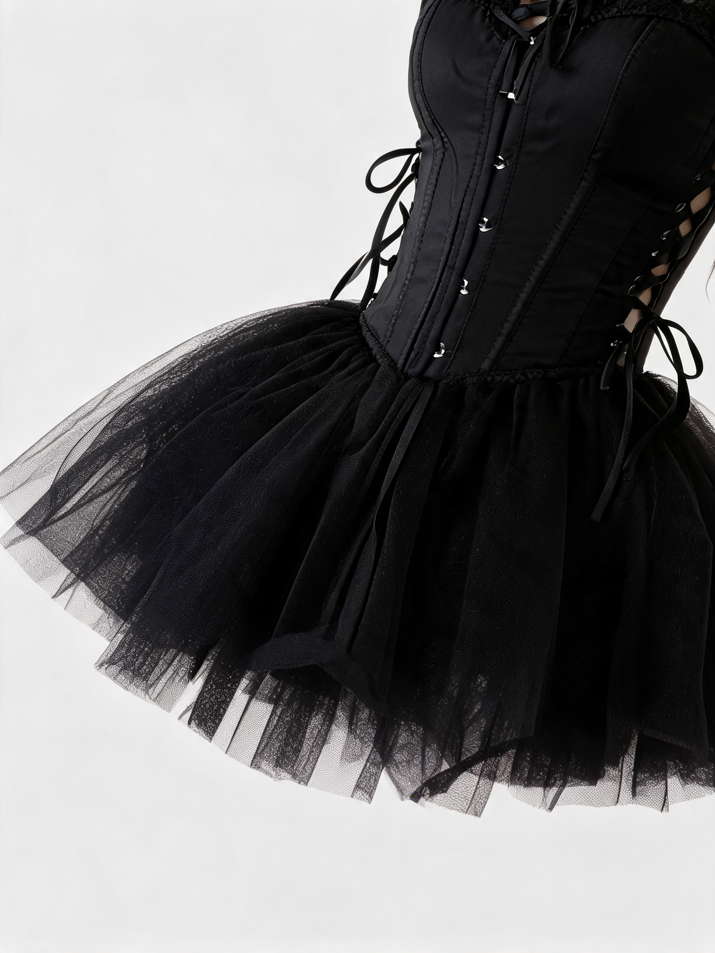 Black Carnival Costume with Corset and Skirt