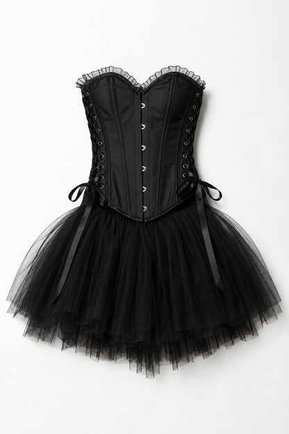 Black Carnival Costume with Corset and Skirt