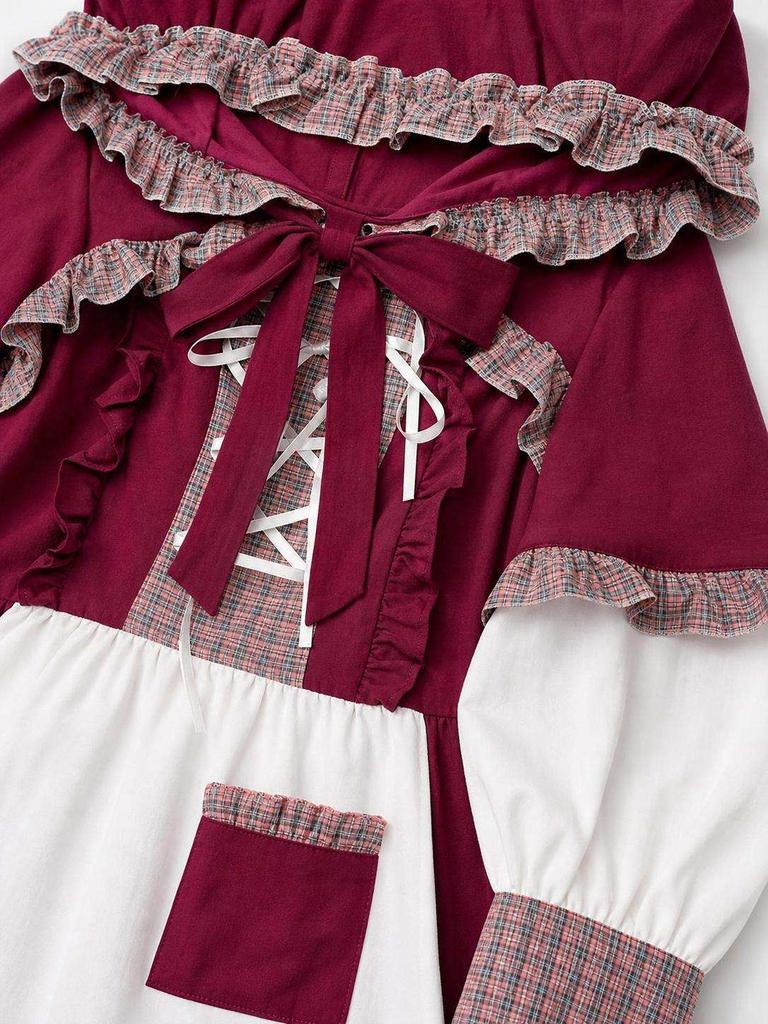 Burgundy Hooded Vampire Dress for Halloween