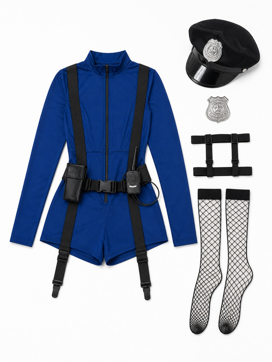 Blue role-play costume with tights, for carnival