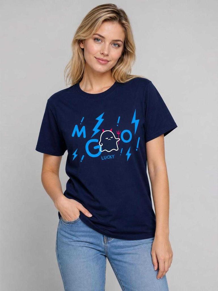 Dark Blue Halloween Graphic T-Shirt