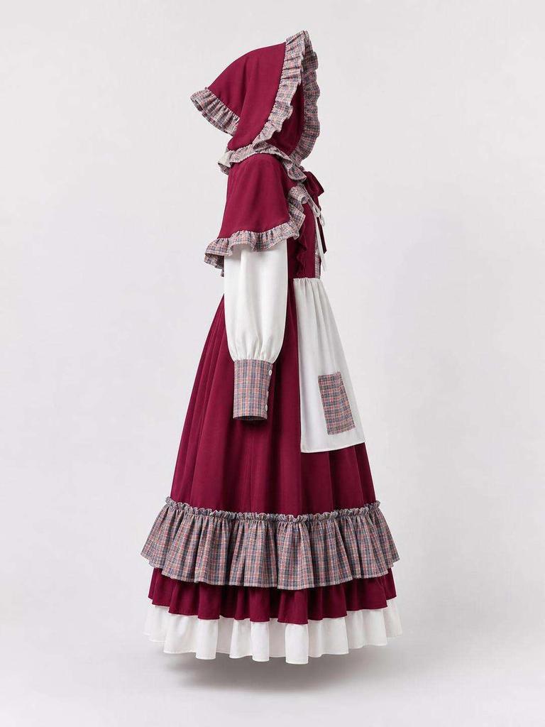 Burgundy Hooded Vampire Dress for Halloween
