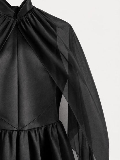 Black Gothic Dress with Cape for Halloween