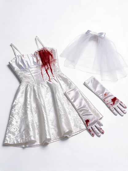 Zombie Bride Costume, White Halloween Dress