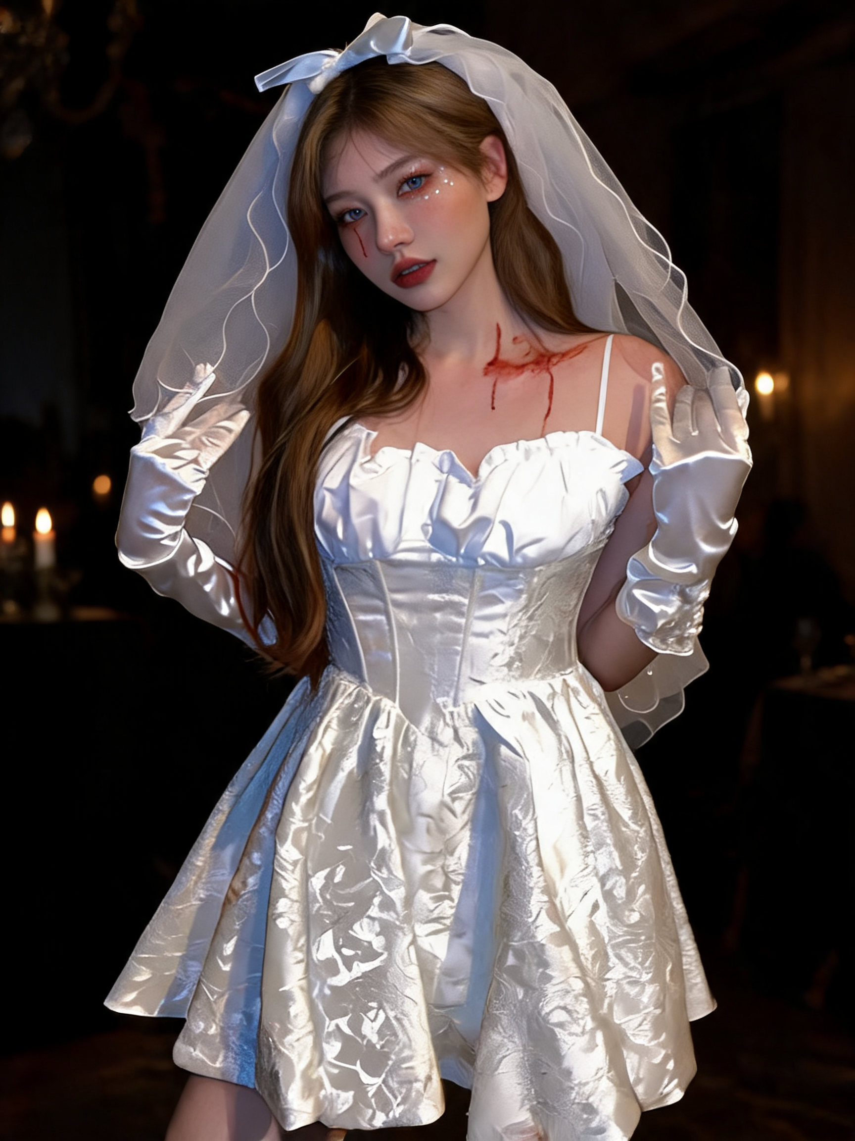 Zombie Bride Costume, White Halloween Dress