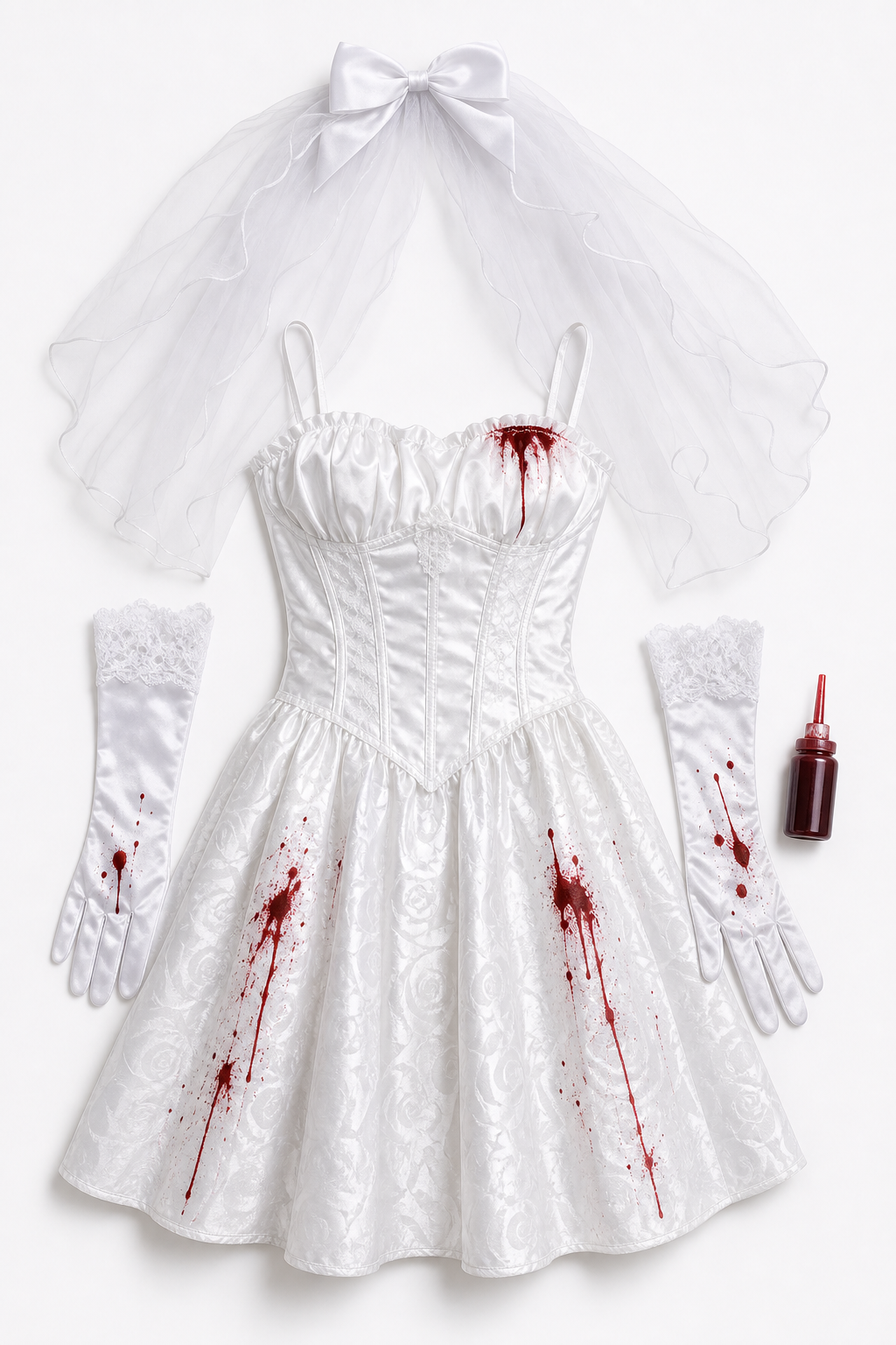 Zombie Bride Costume, White Halloween Dress