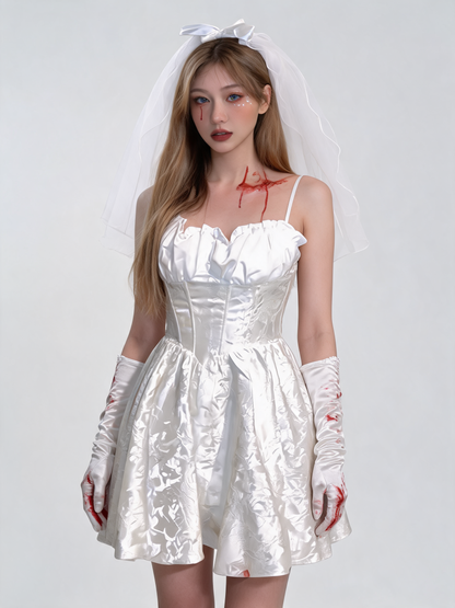Zombie Bride Costume, White Halloween Dress