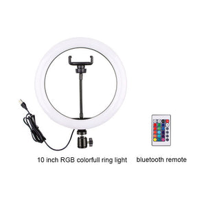 20 Color Modes 10" Selfie Ring Light with Tripod Stand & Cell Phone Holder for Live Streaming Makeup Tiktok YouTube Vlogging Video Photography, Compatible with iPhone Xs Max XR Android