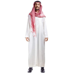 Arabia Thobe with Long Sleeves Arab Muslim Wear Kafiya Keffiyeh Middle Eastern Scarf Wrap with Aqel Rope