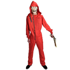 La Casa De Papel Costume Hoodie with Salvador Dali Mask Money Heist The Paper House Jumpsuit