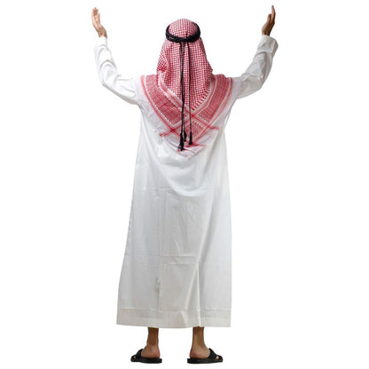 Arabia Thobe with Long Sleeves Arab Muslim Wear Kafiya Keffiyeh Middle Eastern Scarf Wrap with Aqel Rope - HOMELEX