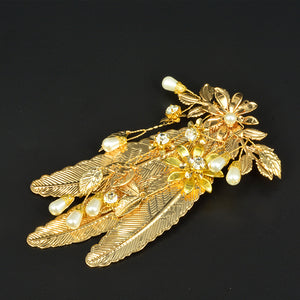 New European and American hair accessories fashion gold-plated flowers inlaid pearl edge disc hair clips female hair clips